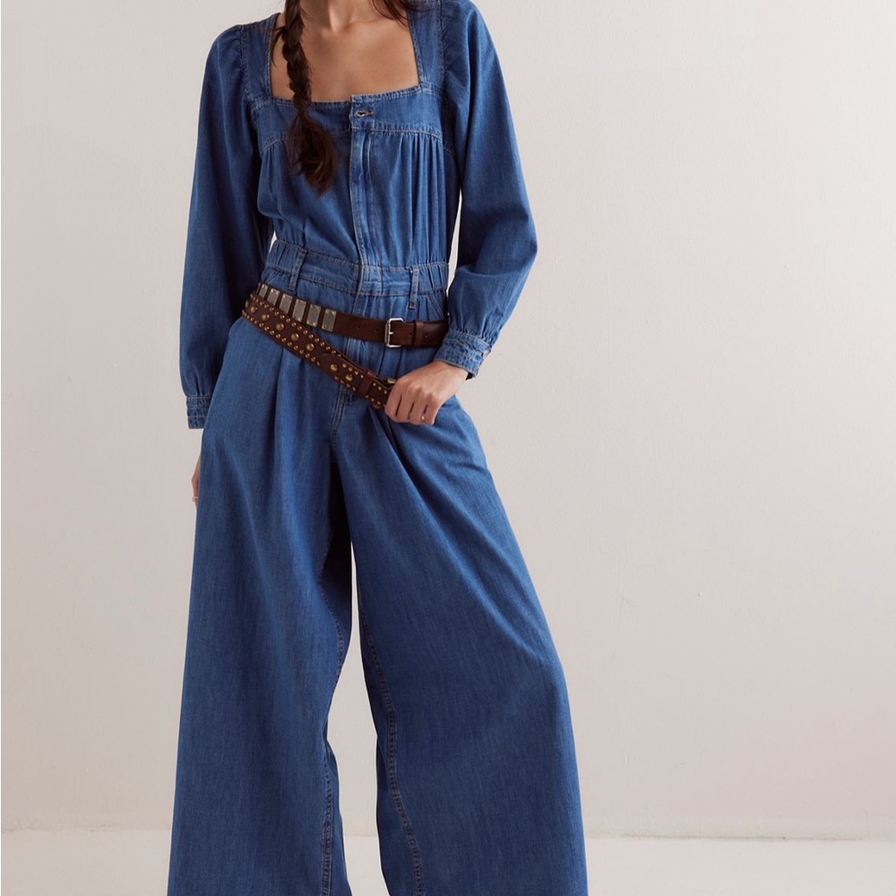 Free People WE THE FREE Clara denim jumpsuit $168 NWT
